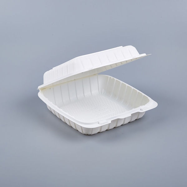 Picture of PP WHITE HINGED CONTAINER - 9"X9" -  150PCS/CS - 1 COMPARTMENT