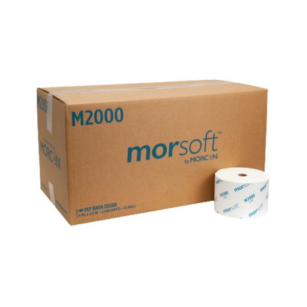 Picture of MORSOFT M2000 1-PLY BATH TISSUE - WHITE - 4 X 3.9" - 2,000 sheets/ROLL - 24 PER CASE (48)